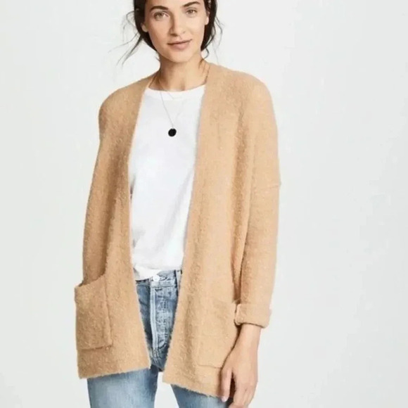 Free People Phantom Camel Brown Thick Knit Cardigan Sweater XS - Picture 1 of 4